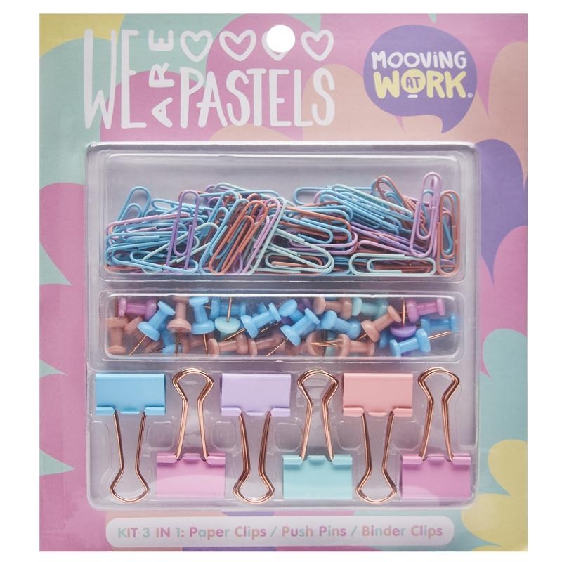 KIT MOOVING PASTEL BINDER/CHINCHE/CLIPS (2102060701)