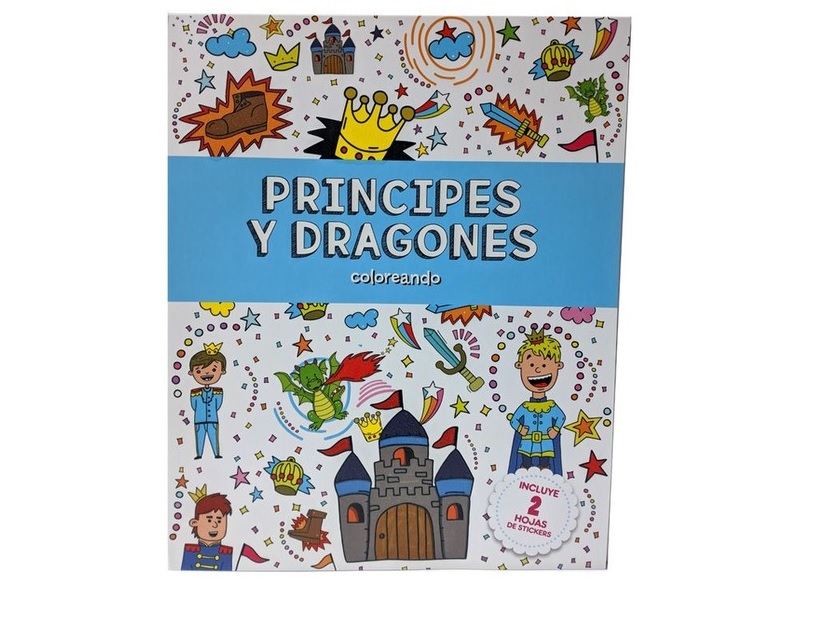 LIBRO SPLASH KIDS PARA COLOREAR PRINCIPES Y DRAGONES C/STICKERS