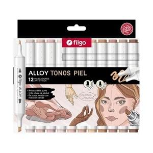 MARCADORES FILGO ALLOY DOBLE PUNTA TONOS PIEL X12U (ALLYM-E12-PIEL)