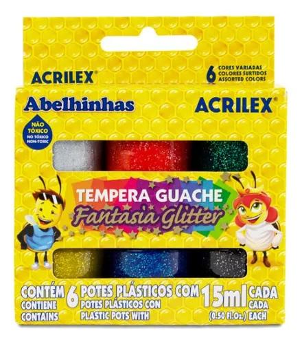 TEMPERA ACRILEX FANTASIA GLITTER X6U SURTIDAS.