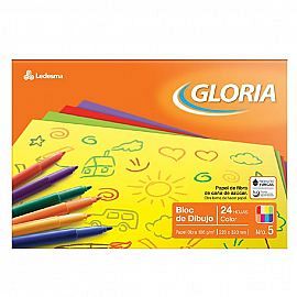 BLOCK DE DIBUJO GLORIA N°5 COLOR X 24H. (103603)