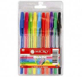 BOLIGRAFO MICRO DOLCHE BALL POINT X 10U. V/COLORES (0103019910/0205090301)