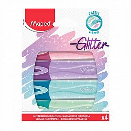 RESALTADOR MAPED PASTEL GLITTER BLISTER X4U. V/COLORES (742046)