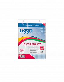 FOLIO LIGGO ESCOLAR BORDE COLOR X 10U. (370-8120)