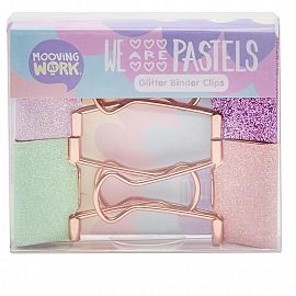 BINDER MOOVING CLIPS PASTEL GLITTER X4U (2102020305)