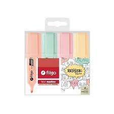 RESALTADOR FILGO TEXT MARKER PASTEL PACK X4U. (TXM-E4-PAS)