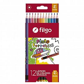 LAPIZ COLOR FILGO X12U. LARGOS BORRABLES (PN201G-E12)