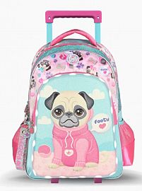 MOCHILA FOOTY PUPPY PUG C/LUZ LED C/CARRO 18