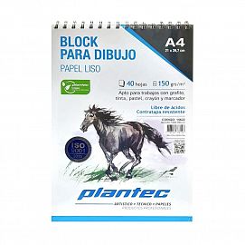 BLOCK DE DIBUJO PLANTEC ESPIRALADO LISO A4 20H 21 X 29.7 150GRS (15622)