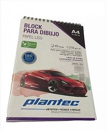 BLOCK DE DIBUJO PLANTEC ESPIRALADO LISO A4 20H 21 X 29.7 210GRS (15632)