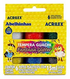 TEMPERA ACRILEX FANTASIA GLITTER X6U SURTIDAS.