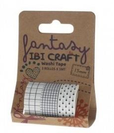 WASHI TAPE IBI CRAFT X3U 5MTS PATTERN (55796)