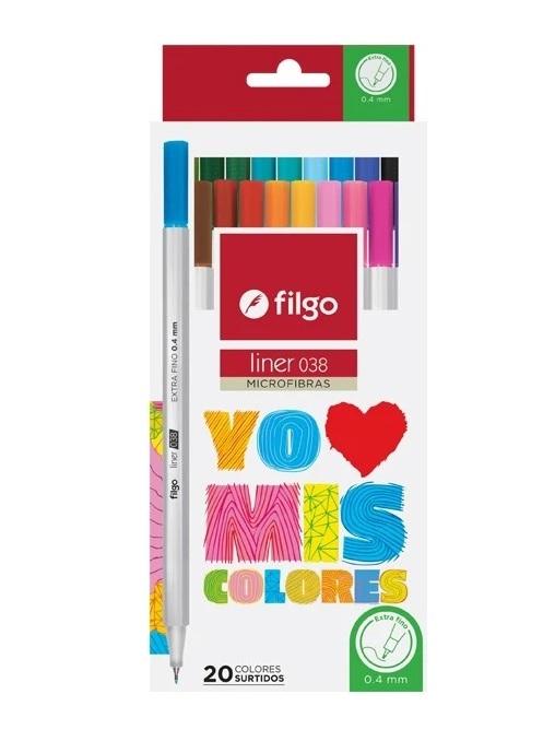 MICROFIBRA FILGO LINER 038 0.4MM 20U V/COLORES (L38-E20-SUR)