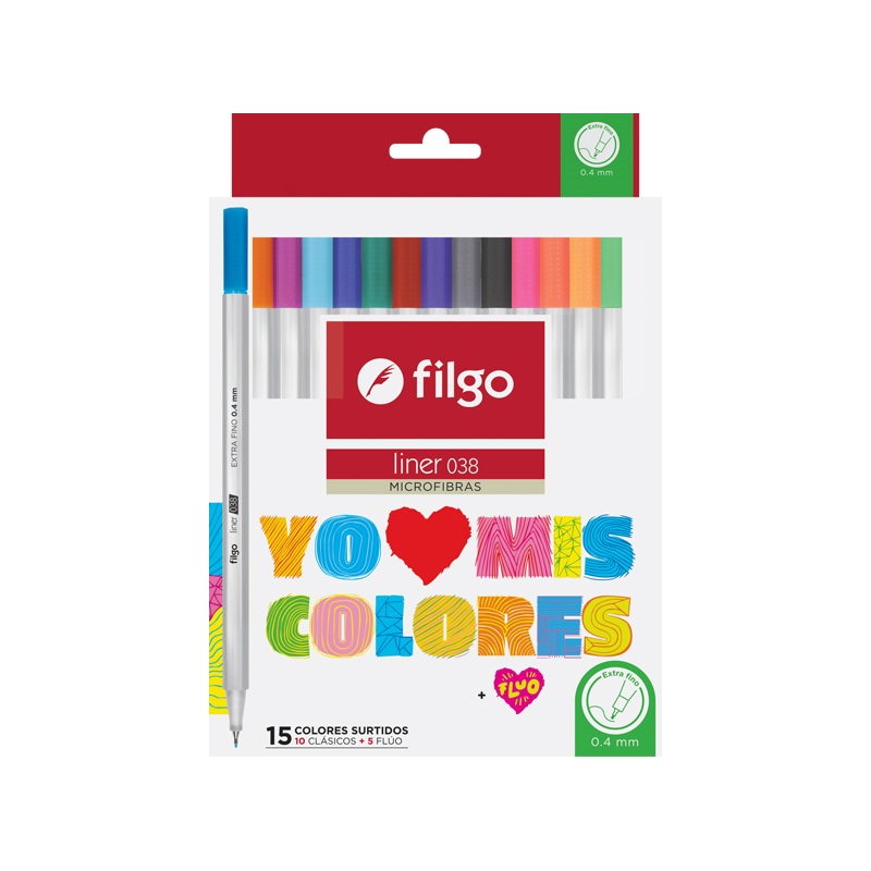 MICROFIBRA FILGO LINER 038 ESTUCHE X15U. COLORES SURTIDOS (L38-E15)