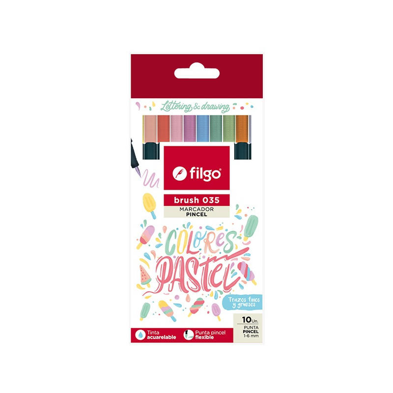 MARCADOR FILGO BRUSH 035 X 10 PASTEL(BSH35-E10-PAS)