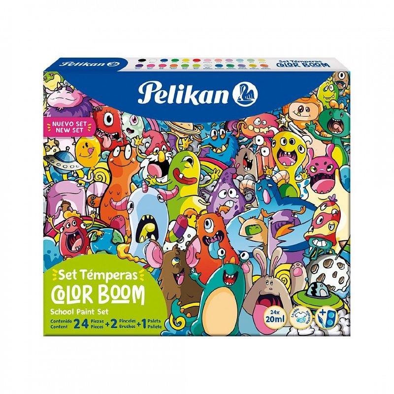 TEMPERA PELIKAN COLOR BOOM POTE X 24 U. X 20 ML + PINCEL + MEZCLADOR