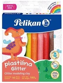 PLASTILINA PELIKAN GLITTER X10U SURTIDAS.