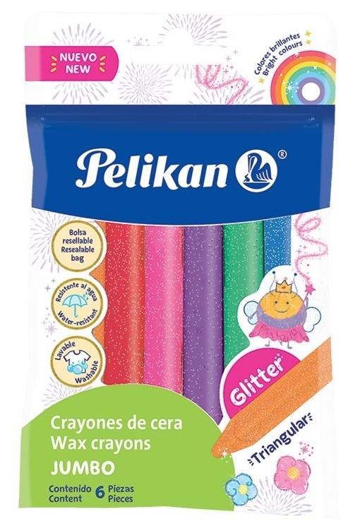 CRAYONES PELIKAN JUMBO TRIANG GLITTER X6U.