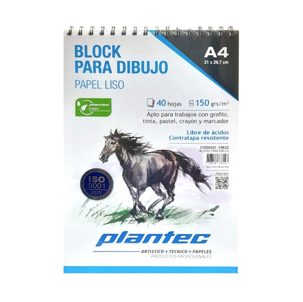 BLOCK DE DIBUJO PLANTEC ESPIRALADO LISO A4 20H 21 X 29.7 150GRS (15622)