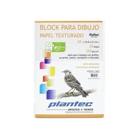 BLOCK DE DIBUJO PLANTEC EMBLOCADO TEXTURADO A5 20H 14,9 X 21 350GRS (15661)