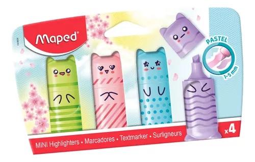 RESALTADOR MAPED PASTEL MINI CUTE BLISTER X 4 SURTIDO (743604)