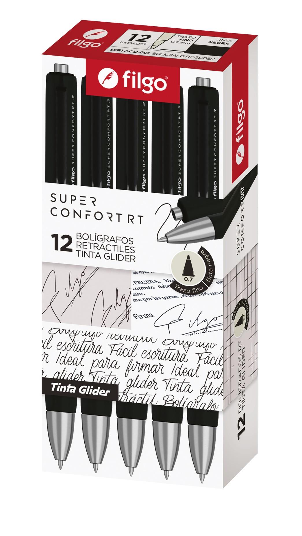 BOLIGRAFO FILGO SUPER CONFORT RETRACTIL AZUL/NEGRO X12U C/U (SCRT7-C12-001)