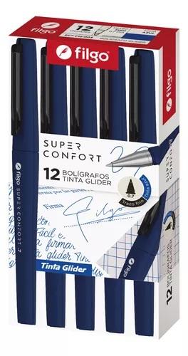 BOLIGRAFO FILGO SUPER CONFORT TRAZO FINO AZUL/NEGRO X12U C/U (SC7-C12-003)