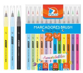 MARCADOR EZCO BRUSH PUNTA PINCEL NEON/PASTEL/SURTIDO X 24.