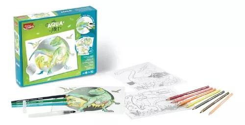 KIT MAPED PARA COLOREAR AQUA ART DINO X14 PIEZAS (907058)