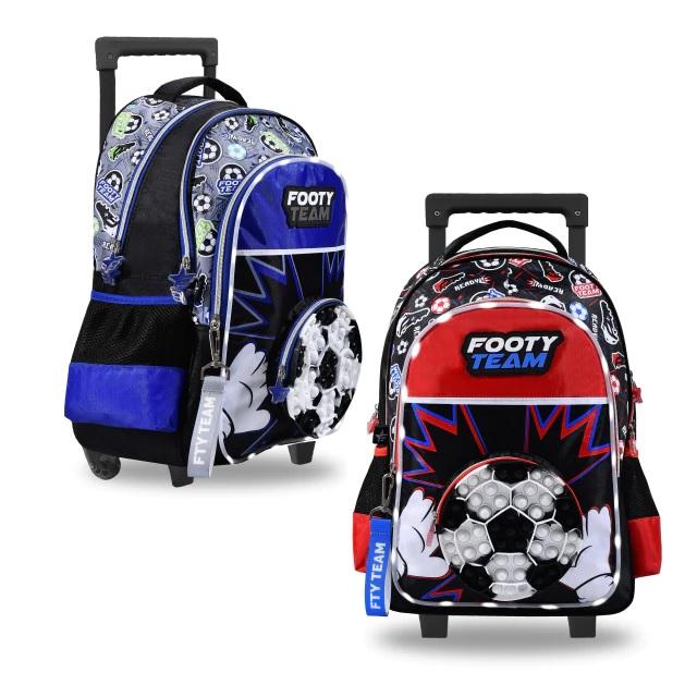 MOCHILA FOOTY POP IT PELOTA C/LUZ LED C/CARRO 18