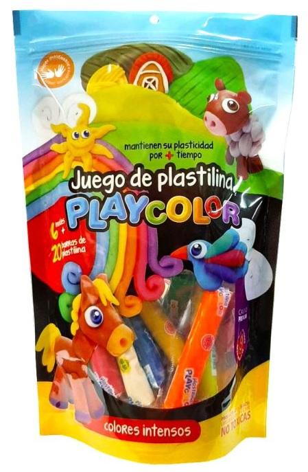 BOLSA PLAYCOLOR DE PLASTILINA X20 + 6 MOLDES C/INTENSOS