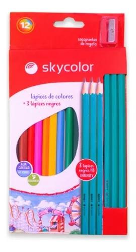 LAPICES DE COLORES SKYCOLOR + 3 GRAFITO + SACAPUNTAS X12U (JJ101301A)