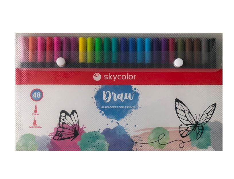 MARCADORES SKYCOLOR DRAW DOBLE PUNTA X48 (JJ205826-48)