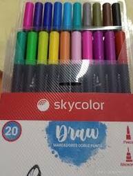 MARCADORES SKYCOLOR DRAW DOBLE PUNTA X20 (JJ205826-20)