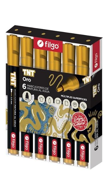 MARCADOR FILGO PINTURA AL AGUA TNT X6U C/U TRAZO MEDIO ORO/PLATA (TNTM30-C6-053)