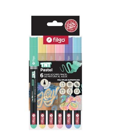 MARCADORES FILGO PINTURA AL AGUA TNT PUNTA PINCEL X6U SURTIDOS.(TNTBSH-E6-PAS)