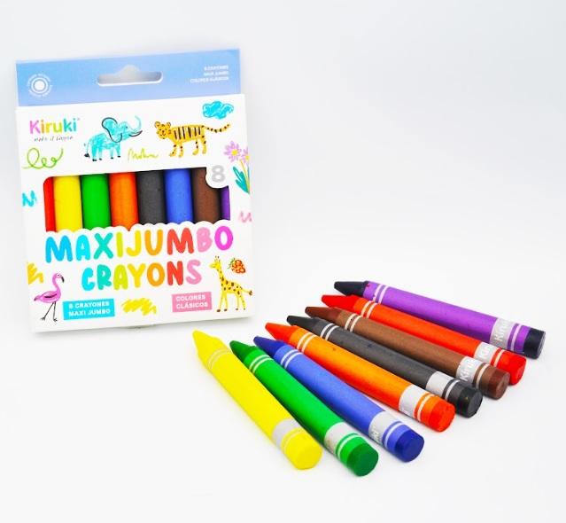 CRAYONES KIRUKI MAXIJUMBO X8U COLORES CLASICOS (800005)