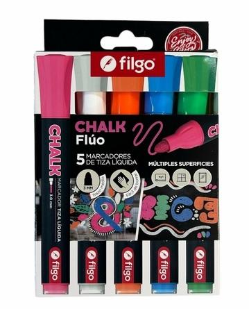 MARCADORES FILGO TIZA LIQUIDA CHALK FLUO X5U SURTIDOS. (CHLKM-E5-SUR)