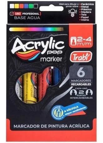 MARCADOR TRABI ACRYLIC POP 2-4MM SURTIDO X6U (36116)