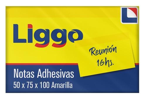 NOTAS AUTOADHESIVAS LIGGO 50X75X100 AMARILLAS (440-0725)