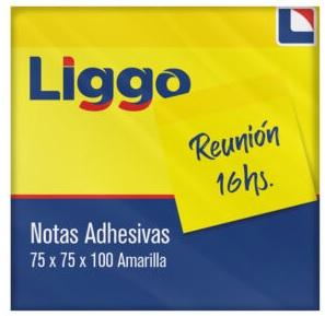 NOTAS AUTOADHESIVAS LIGGO 75X75X100 AMARILLAS (440-0721)