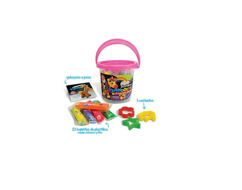 BALDE PLAYCOLOR PLASTILINA X 22U. + 3 CORTANTES (850001)