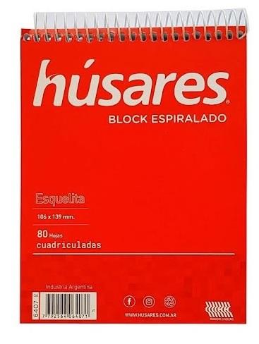 BLOCK HUSARES ESQUELITA X80H C/ESP CUADRICULADO (6407)