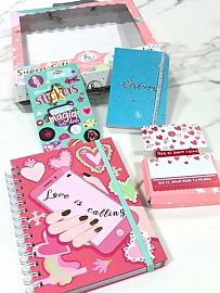 SET REYSA CUAD + LIBRETA + PULSERA + STICKERS ECO CHIC/COOL LOVE/ TOUCH (6002/05/15)