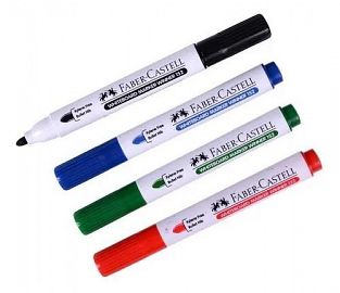 MARCADOR FABER CASTELL 152/123 P/PIZARRA X12U. NEGRO/AZUL /ROJO/VERDE