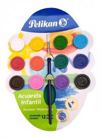 ACUARELA PELIKAN INFANTIL X 12 COLORES + PINCEL (L07501215)