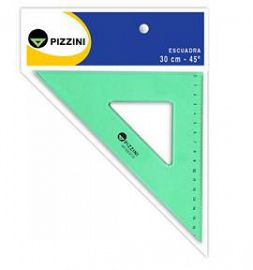 ESCUADRA PIZZINI ESTUDIO VERDE TRANSPARENTE 25CM X 45° (373225x45)