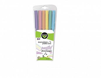 MARCADOR PIZZINI PASTEL PUNTA FINA X 6U. COLORES SURTIDOS (8006P)