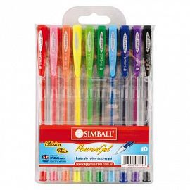BOLIGRAFO SIMBALL POWER GEL/FLUO/GLITTER X 10U. V/COLORES