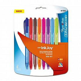 BOLIGRAFO PAPER MATE KILOMETRICO 100RT INKJOY X8 SURTIDOS (3746)